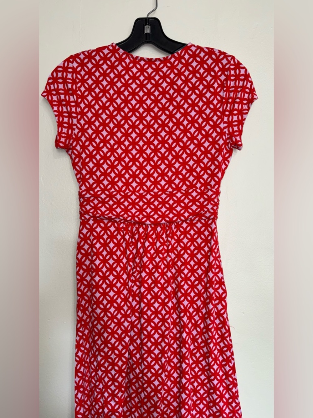 Boden Jersey Wrap Top Dress Dark Coral Red Knee LengthGeometric Mini Dress Sz 4 - Picture 9 of 12